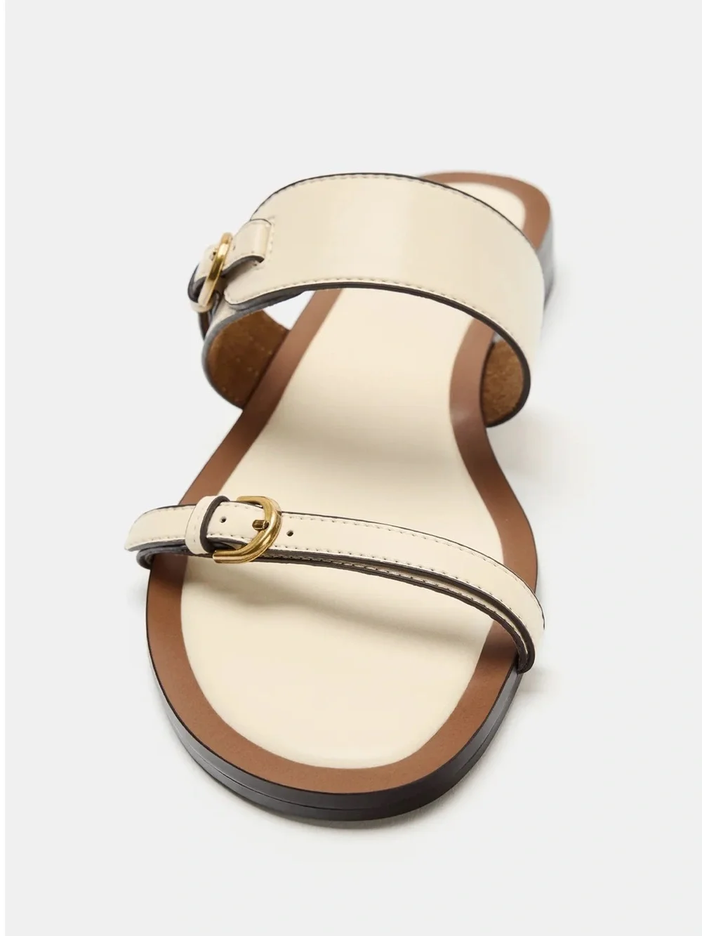❗️LAST CALL❗️ Zara Cream and wBrown Double-Strap Buckle Sandals - Picture 7 of 8